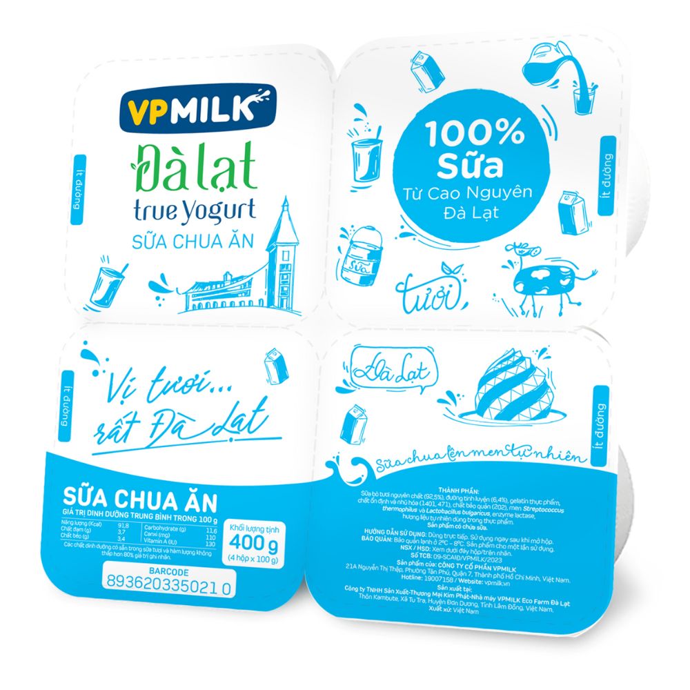 Sữa chua ăn VPMilk Đà Lạt True Yogurt (Thùng 48 hộp) image