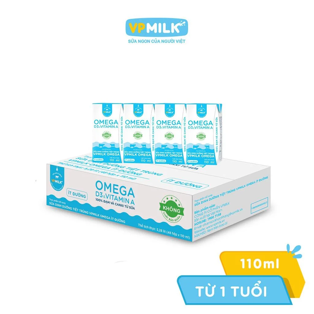 Sữa dinh dưỡng VPMILK OMEGA dạng hộp ít đường image