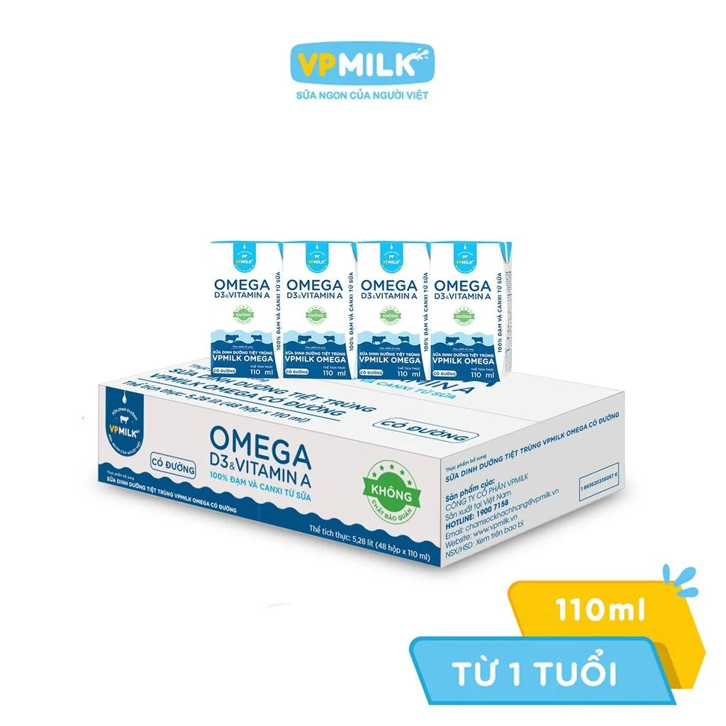 Sữa dinh dưỡng VPMILK OMEGA dạng hộp có đường image