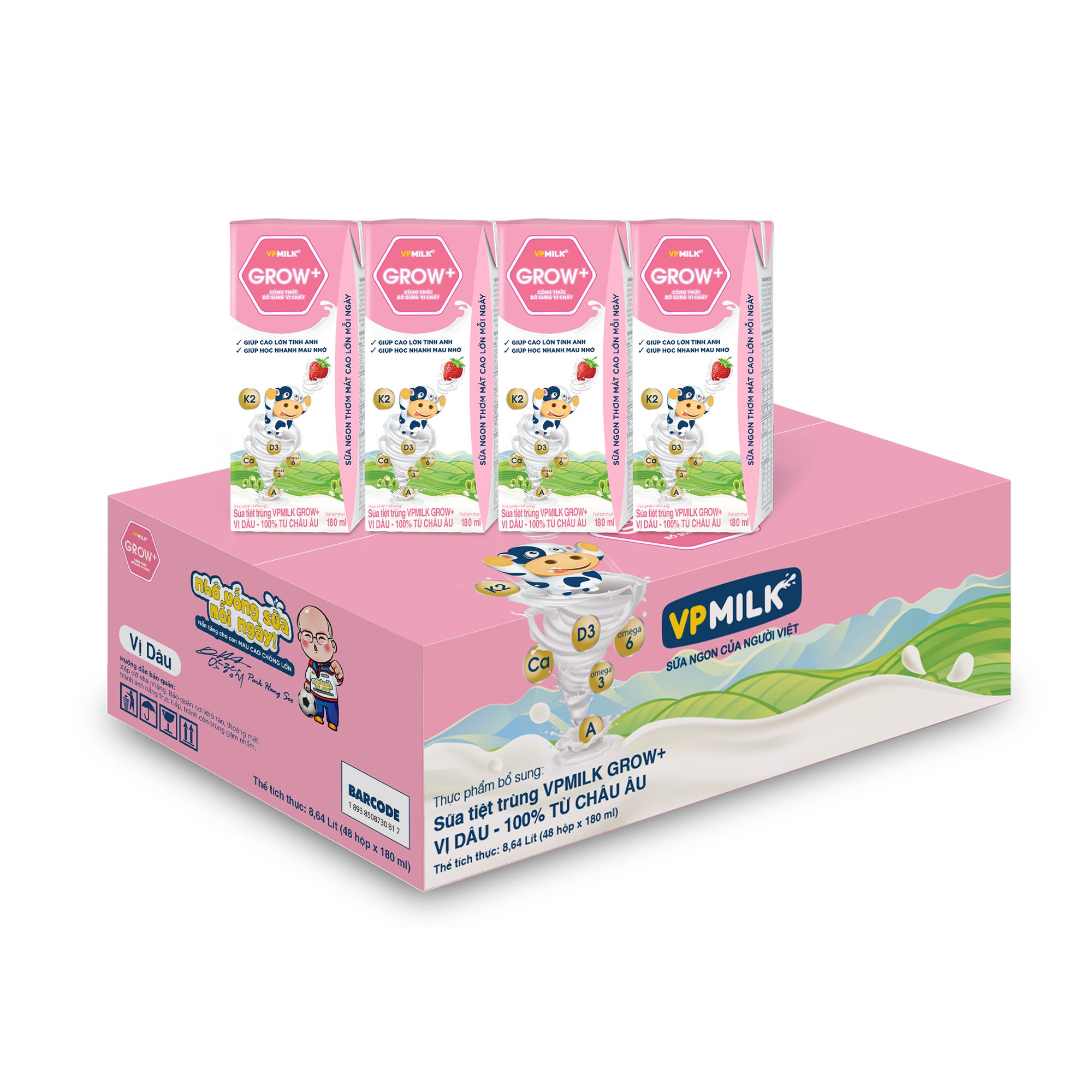 Sữa Tiệt Trùng VPMilk Grow+ Vị Dâu - 100% từ Châu Âu  image