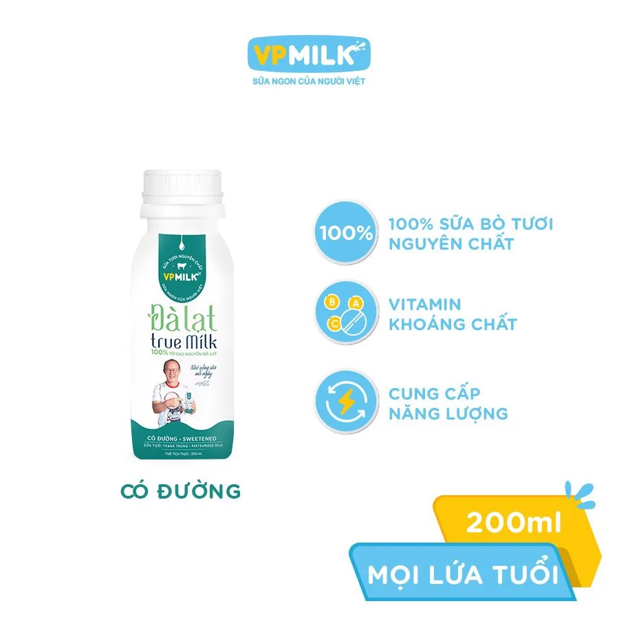 Sữa Thanh Trùng VPMILK Đà Lạt True Milk 200ml image